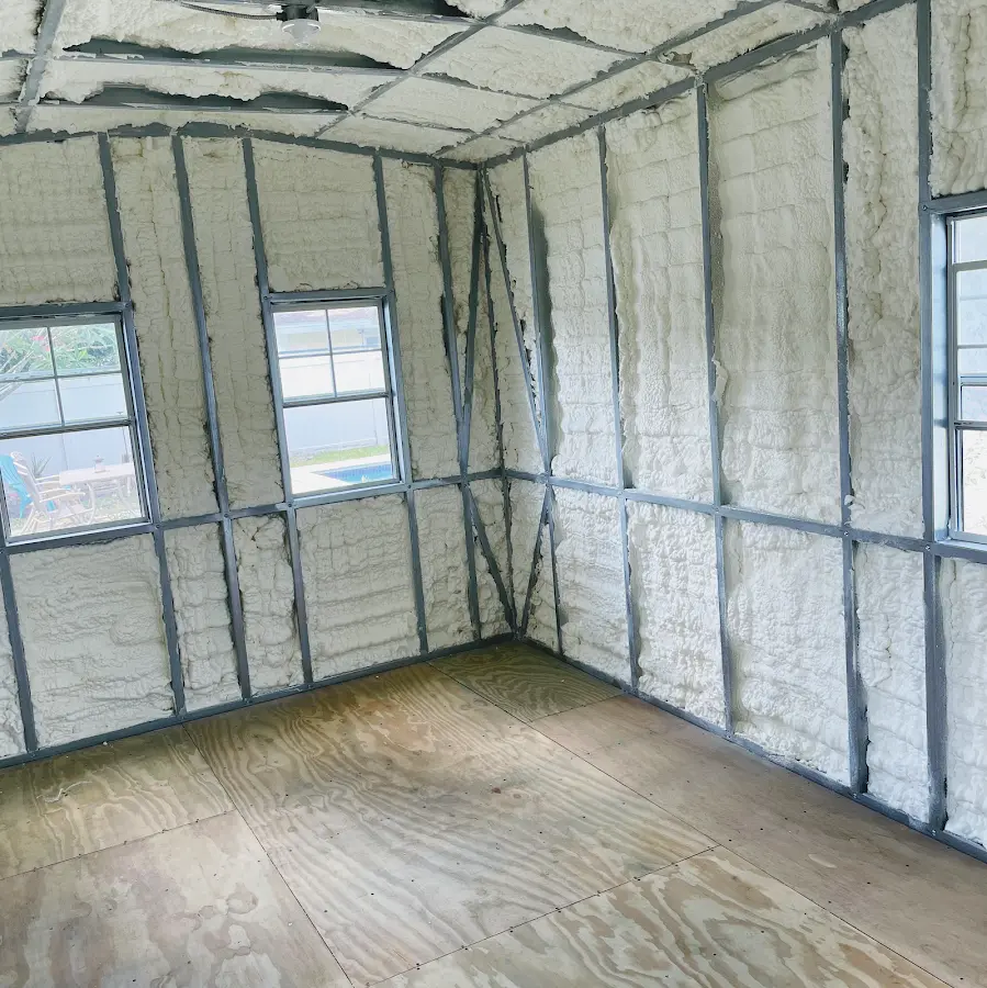 Closed-cell spray foam insulation applied to wall cavities in a residential project in Scappoose